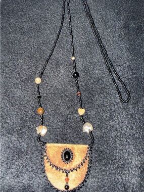 Handmade Vintage Real Suede Medicine Bag Necklace